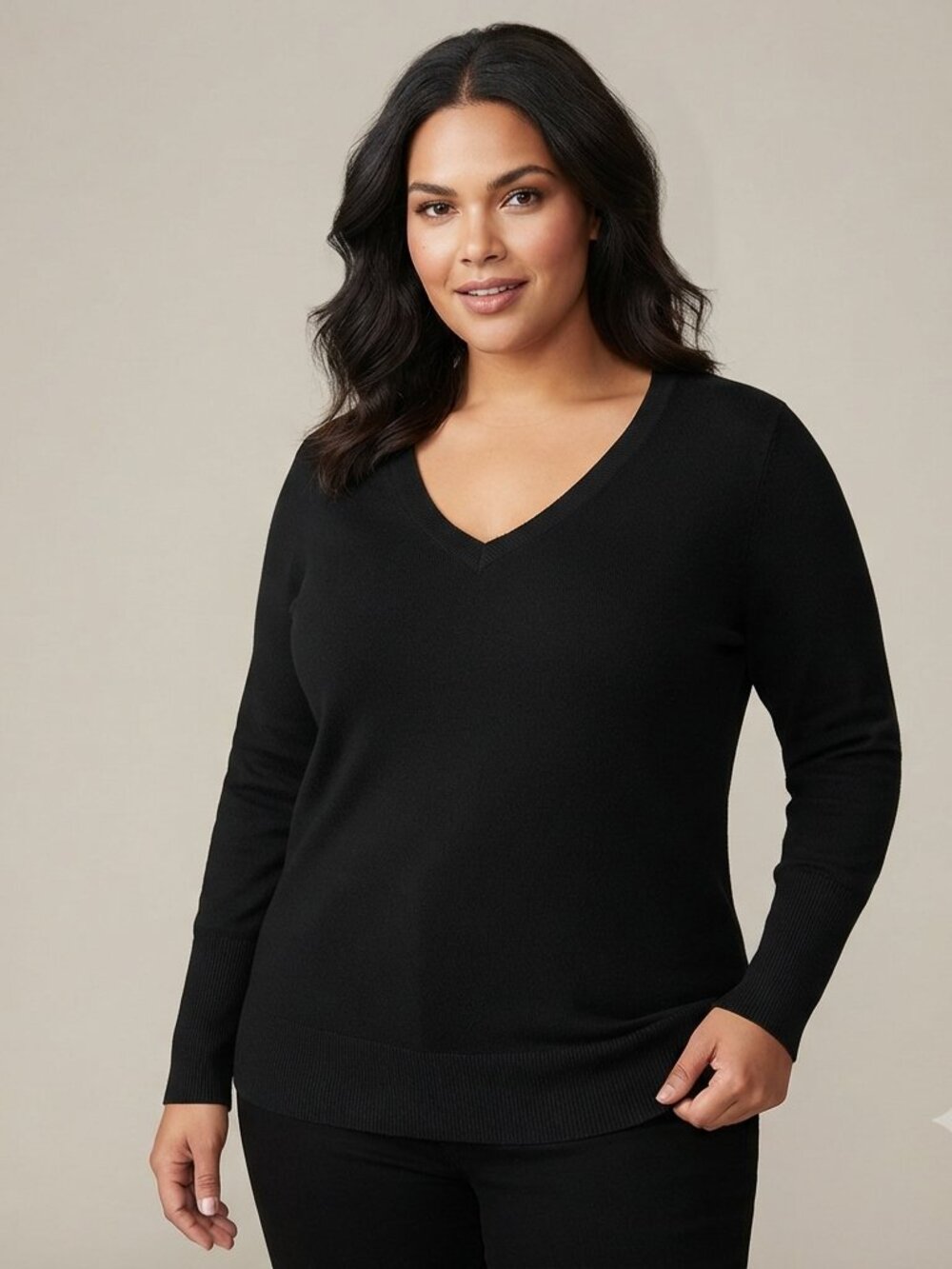 Lane Bryant black V neck Sweater 18/20 EUC